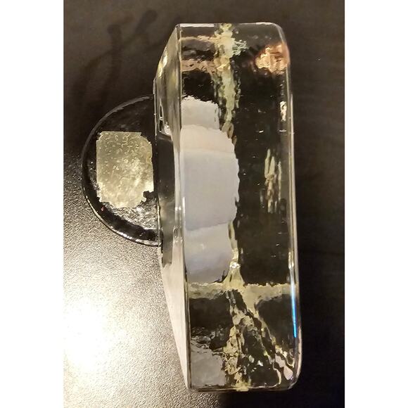 VINTAGE CLEAR GLASS & INTAGLIO FROSTED IMAGE OF ANGEL CANDLE VOTIVE HOLDER - Picture 6 of 9